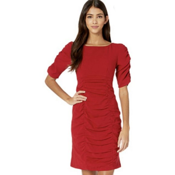 Nanette Lepore Ruched Short Sleeve Cocktail Dress - Picture 3 of 12